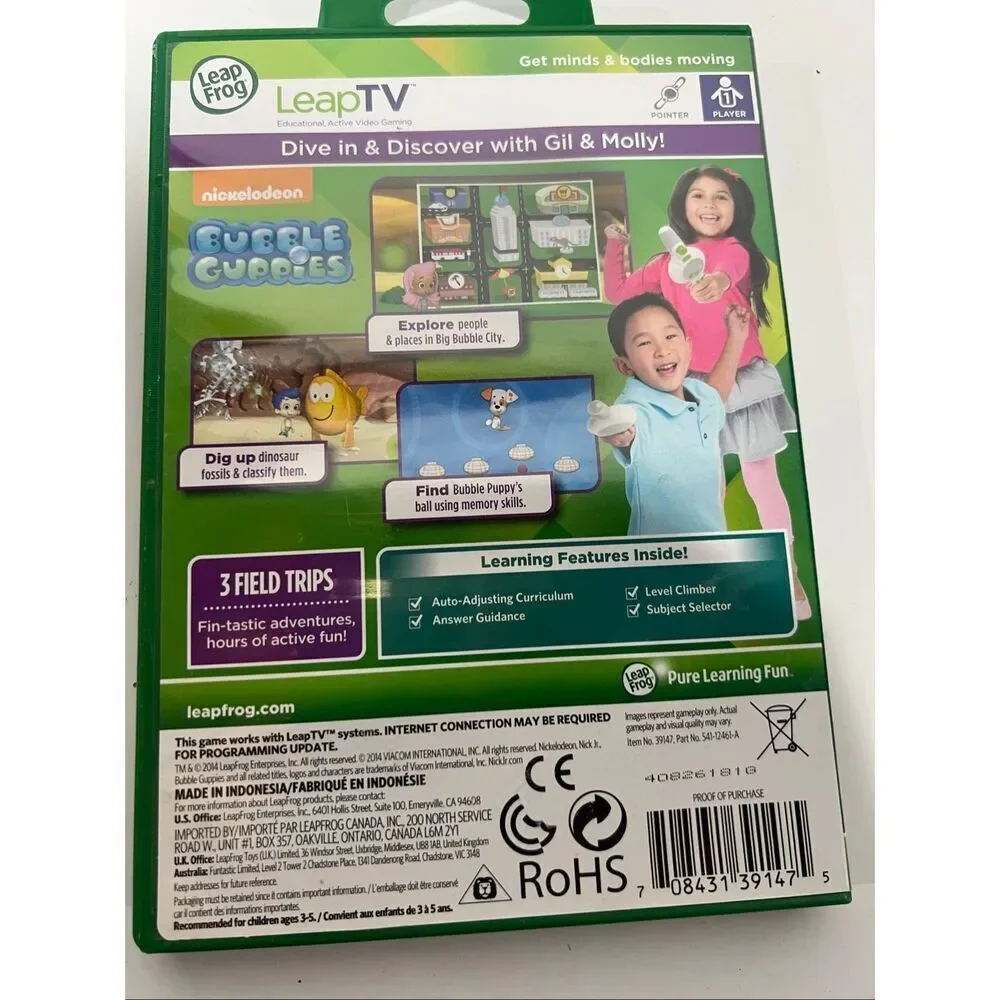 Leap Frog Leap TV Video Games Kids Educational Sports, Disney Pixar Pals, Bubble
